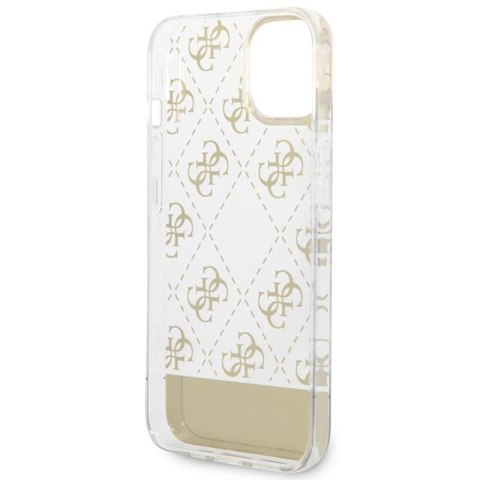 Guess 4G Stripe Script Logo Electroplated Pattern - Etui iPhone 14 Plus (złoty)