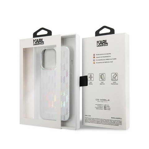 Karl Lagerfeld Monogram Iridescent - Etui iPhone 14 Pro Max (srebrny)