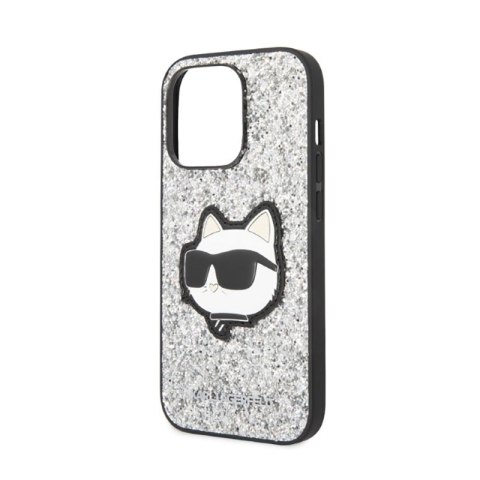 Karl Lagerfeld NFT Glitter Choupette Patch - Etui iPhone 14 Pro (srebrny)