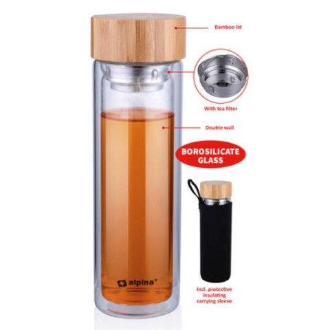 Alpina - Butelka termiczna ze szkła (podwójne ścianki) 450 ml