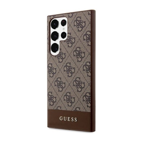 Guess 4G Bottom Stripe Metal Logo Collection - Etui Samsung Galaxy S23 Ultra (brązowy)