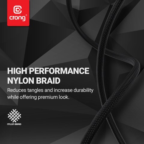Crong Armor Link - Kabel 100W PD 5A USB-C do USB-C 200cm (czarny)