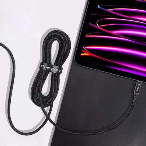 Crong Armor Link - Kabel 100W PD 5A USB-C do USB-C 200cm (czarny)