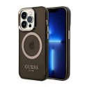 Guess Gold Outline Translucent MagSafe - Etui iPhone 14 Pro Max (czarny)