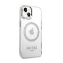Guess Metal Outline MagSafe - Etui iPhone 14 Plus (przezroczysty / srebrny)