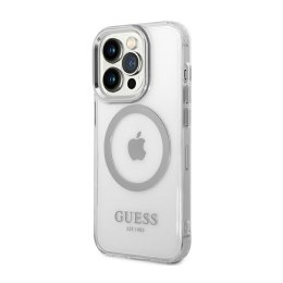 Guess Metal Outline MagSafe - Etui iPhone 14 Pro (przezroczysty / srebrny)