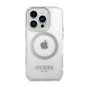 Guess Metal Outline MagSafe - Etui iPhone 14 Pro (przezroczysty / srebrny)