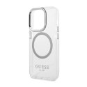 Guess Metal Outline MagSafe - Etui iPhone 14 Pro (przezroczysty / srebrny)