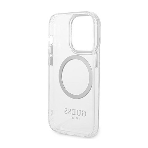 Guess Metal Outline MagSafe - Etui iPhone 14 Pro (przezroczysty / srebrny)