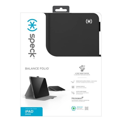 Speck Balance Folio - Etui iPad 11" (2025) / 10.9" (2022) z powłoką MICROBAN w/Magnet & Stand up (Black)