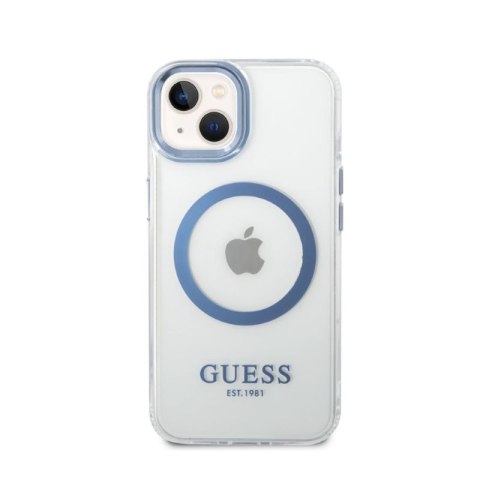 Guess Metal Outline Magsafe - Etui iPhone 14 Plus (przezroczysty / niebieski)