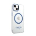 Guess Metal Outline Magsafe - Etui iPhone 14 Plus (przezroczysty / niebieski)