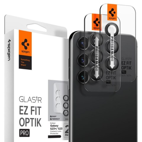 Spigen Optik Pro GLAS.TR EZ Fit Camera Protector 2-Pack - Szkło ochronne na obiektyw 2 szt. do Samsung Galaxy S23 / S23+ (Czarny
