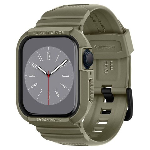 Spigen Rugged Armor Pro - Pasek z obudową do Apple Watch 44/45 mm (Vintage Khaki)
