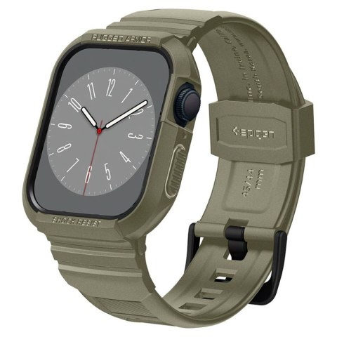 Spigen Rugged Armor Pro - Pasek z obudową do Apple Watch 44/45 mm (Vintage Khaki)