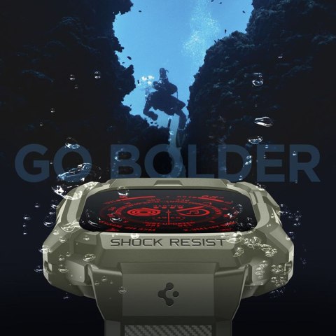 Spigen Rugged Armor Pro - Pasek z obudową do Apple Watch Ultra 49 mm (Vintage Khaki)