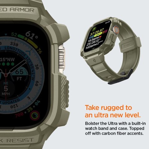 Spigen Rugged Armor Pro - Pasek z obudową do Apple Watch Ultra 49 mm (Vintage Khaki)