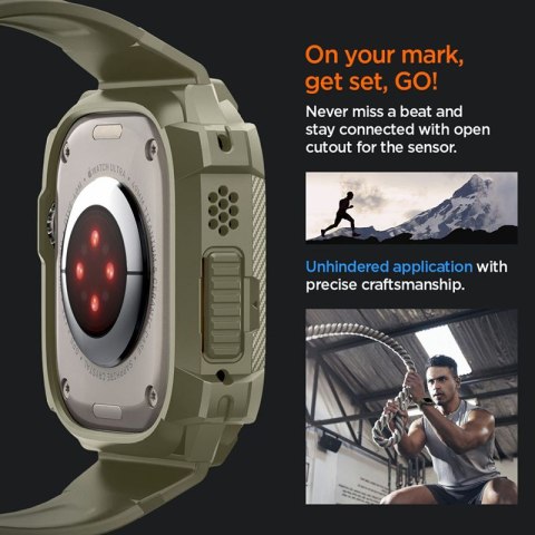 Spigen Rugged Armor Pro - Pasek z obudową do Apple Watch Ultra 49 mm (Vintage Khaki)