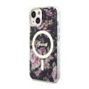 Guess Flower MagSafe - Etui iPhone 14 (Czarny)
