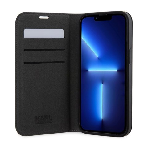 Karl Lagerfeld Booktype Saffiano Monogram - Etui iPhone 14 Pro Max (Srebrny)