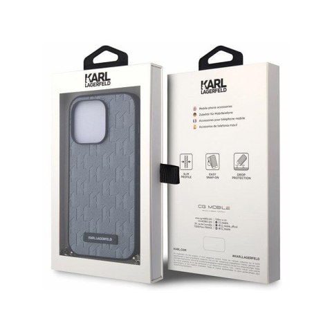 Karl Lagerfeld Saffiano Monogram Chain - Etui iPhone 14 Pro (Srebrny)