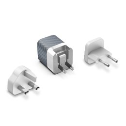 Energizer Ultimate - Ładowarka sieciowa podróżna Multiplug EU / UK / US GaN USB-C & USB-A 38W PD + QC3.0 (Srebrny)