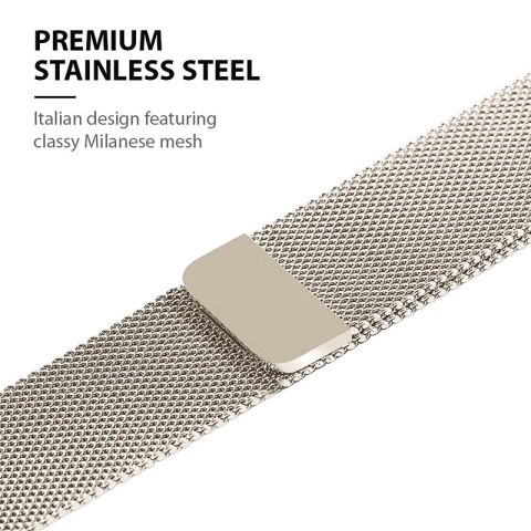 Crong Milano Steel - Pasek ze stali nierdzewnej do Apple Watch 38/40/41/42 mm (szampański)