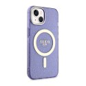 Guess Glitter Gold MagSafe - Etui iPhone 14 Plus (Purpurowy)