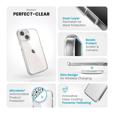 Speck Presidio Perfect-Clear - Etui iPhone 16e / iPhone 15 / iPhone 14 / iPhone 13 (Clear)