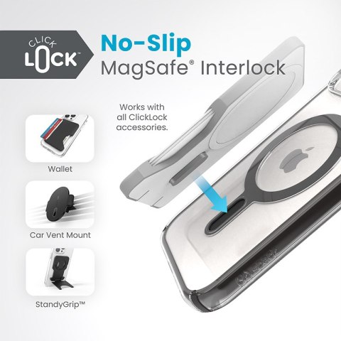 Speck Presidio Perfect-Clear ClickLock & MagSafe - Etui iPhone 16e / iPhone 15 / iPhone 14 / iPhone 13 (Clear / Frosted Black / 