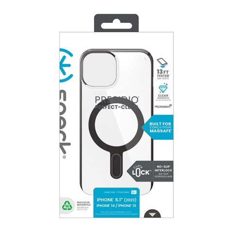 Speck Presidio Perfect-Clear ClickLock & MagSafe - Etui iPhone 16e / iPhone 15 / iPhone 14 / iPhone 13 (Clear / Frosted Black / 