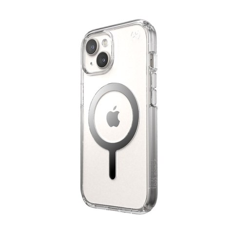 Speck Presidio Perfect-Clear MagSafe - Etui iPhone 16e / iPhone 15 / iPhone 14 / iPhone 13 (Clear / Chrome Finish / Serene Silve