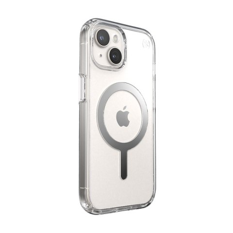 Speck Presidio Perfect-Clear MagSafe - Etui iPhone 16e / iPhone 15 / iPhone 14 / iPhone 13 (Clear / Chrome Finish / Serene Silve