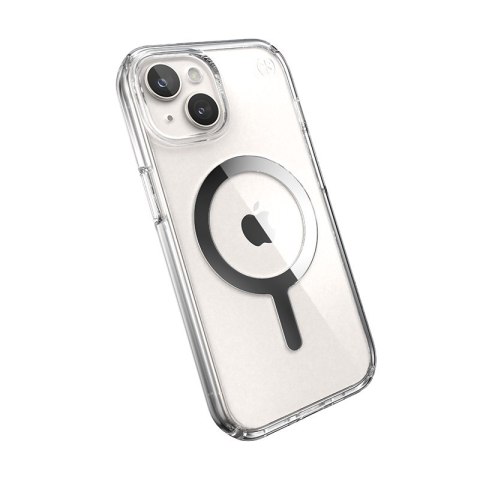 Speck Presidio Perfect-Clear MagSafe - Etui iPhone 16e / iPhone 15 / iPhone 14 / iPhone 13 (Clear / Chrome Finish / Serene Silve