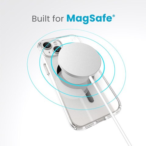 Speck Presidio Perfect-Clear MagSafe - Etui iPhone 16e / iPhone 15 / iPhone 14 / iPhone 13 (Clear / Chrome Finish / Serene Silve