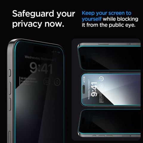 Spigen GLAS.TR EZ FIT Privacy 2-Pack - Szkło hartowane z filtrem prywatyzującym do iPhone 15 Pro Max 2 szt