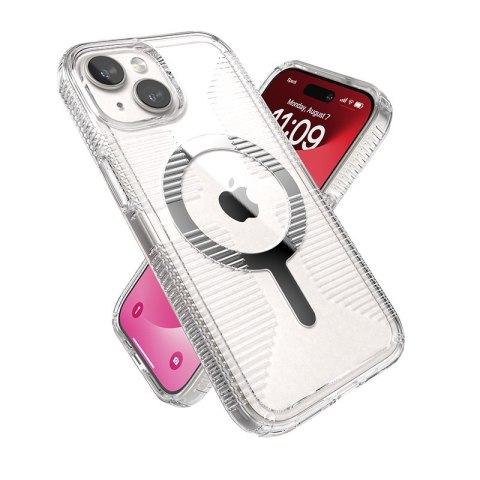 Speck Gemshell Grip + MagSafe - Etui do iPhone 16e / iPhone 15 / iPhone 14 / iPhone 13 (Clear / Chrome Finish)