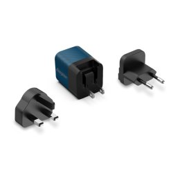 Energizer Ultimate - Ładowarka sieciowa podróżna Multiplug EU / UK / US GaN USB-C 20W PD (Niebieski)
