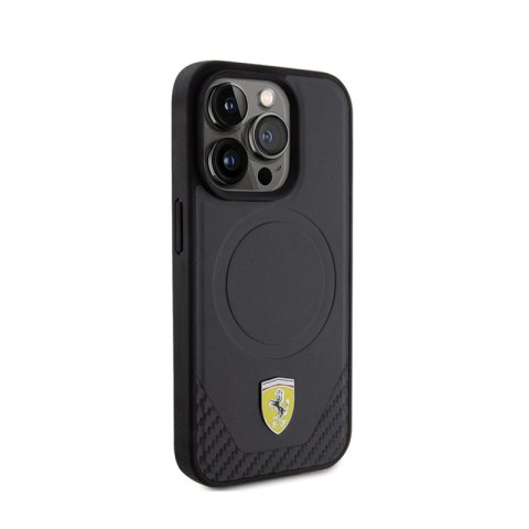 Ferrari Carbon Metal Logo MagSafe - Etui iPhone 15 Pro (czarny)