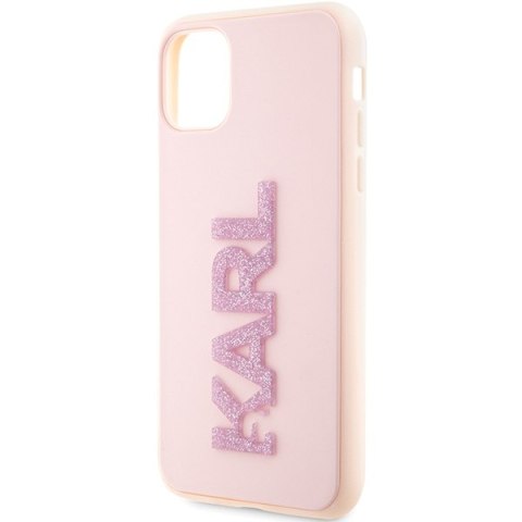 Karl Lagerfeld 3D Rubber Glitter Logo - Etui iPhone 11 (Różowy)