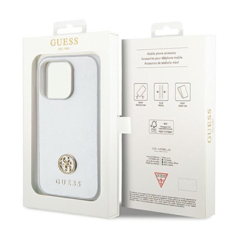 Guess 4G Strass Metal Logo - Etui iPhone 15 Pro (srebrny)