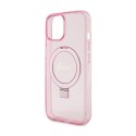 Guess Ring Stand Script Glitter MagSafe - Etui iPhone 15 Plus (różowy)