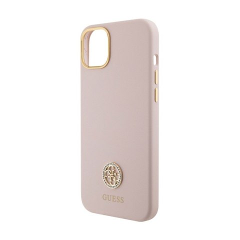 Guess Silicone Logo Strass 4G - Etui iPhone 15 (różowy)