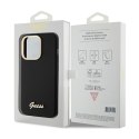 Guess Silicone Script Metal Logo & Frame - Etui iPhone 15 Pro (czarny)