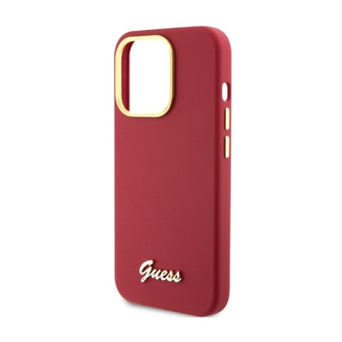 Guess Silicone Script Metal Logo & Frame - Etui iPhone 15 Pro (magenta)