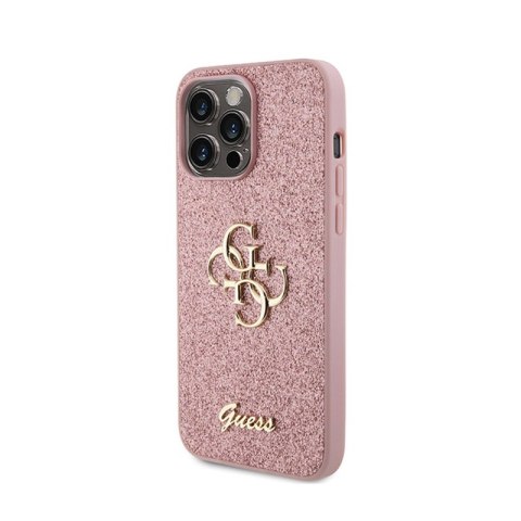 Guess Glitter Script Big 4G - Etui iPhone 15 Pro Max (różowy)