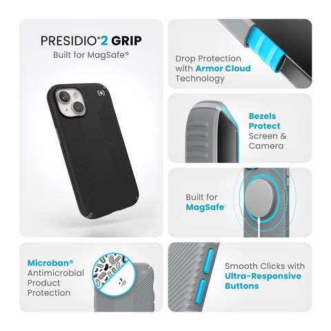 Speck Presidio2 Grip Magsafe - Etui iPhone 17e / 16e / 15 / 14 / 13 (Black / Slate Grey / White)