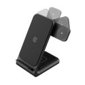 Crong PowerSpot Pivot Stand - Ładowarka bezprzewodowa 3w1 do iPhone, Samsung & Android, Galaxy Watch i słuchawek TWS (czarny)