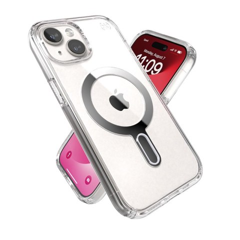Speck Presidio Perfect-Clear ClickLock & MagSafe - Etui iPhone 16e / iPhone 15 / iPhone 14 / iPhone 13 (Clear / Chrome Finish / 