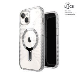 Speck Presidio Perfect-Clear Grip ClickLock & MagSafe - Etui iPhone 16e / iPhone 15 / iPhone 14 / iPhone 13 (Clear / Chrome Fini